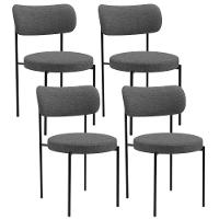 Kit 04 Cadeiras Estofadas Para Sala De Jantar Louise L02 Linho Cinza Escuro - Lyam Decor - 1