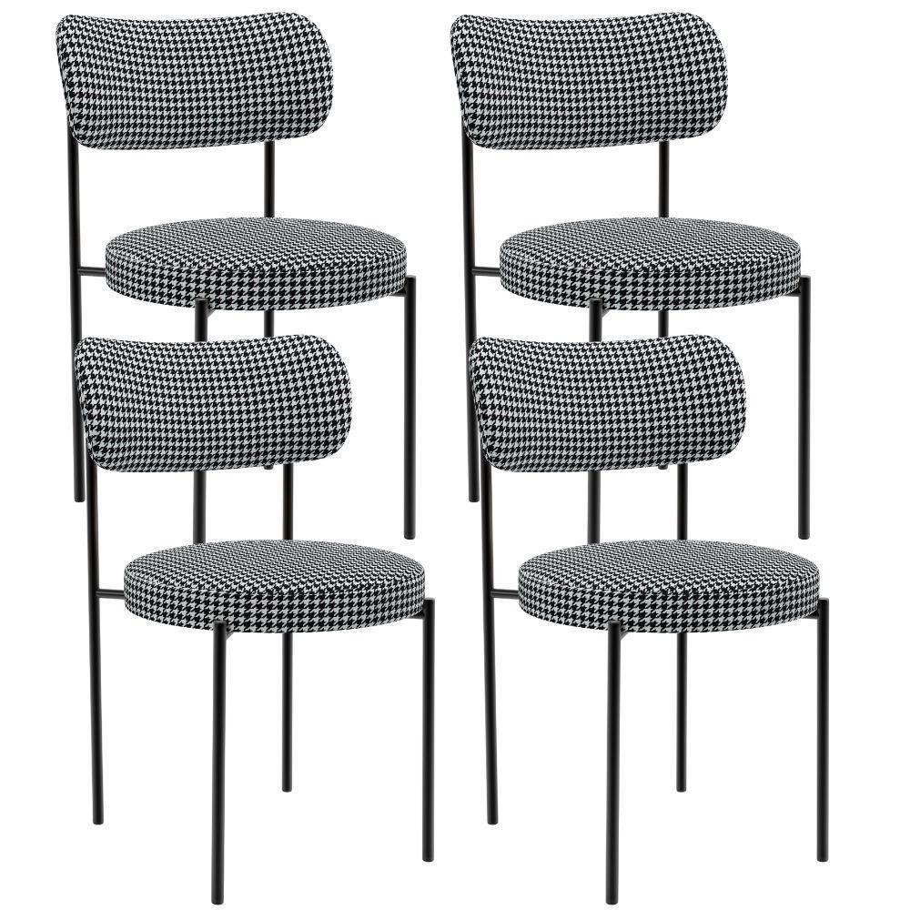 Kit 04 Cadeiras Estofadas Para Sala De Jantar Louise L02 Pied Poule - Lyam Decor - 1