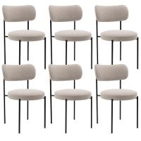 Kit 06 Cadeiras Estofadas Para Sala De Jantar Louise L02 Bouclê Creme - Lyam Decor - 1