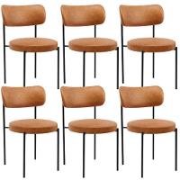 Kit 06 Cadeiras Estofadas Para Sala De Jantar Louise L02 Couríssimo Canela - Lyam Decor - 1