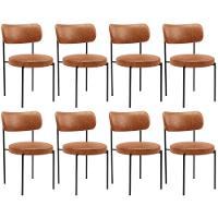 Kit 08 Cadeiras Estofadas Para Sala De Jantar Louise L02 Couríssimo Camel - Lyam Decor - 1