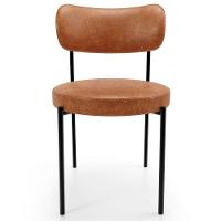 Kit 08 Cadeiras Estofadas Para Sala De Jantar Louise L02 Couríssimo Camel - Lyam Decor