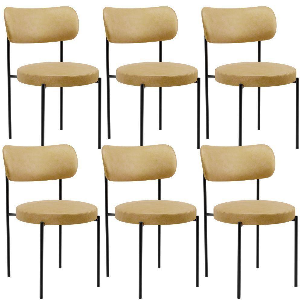 Kit 06 Cadeiras Estofadas Para Sala De Jantar Louise L02 Couríssimo Fendi - Lyam Decor - 1