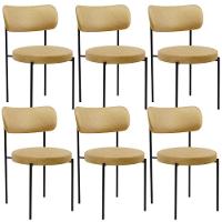 Kit 06 Cadeiras Estofadas Para Sala De Jantar Louise L02 Couríssimo Fendi - Lyam Decor - 1