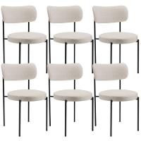 Kit 06 Cadeiras Estofadas Para Sala De Jantar Louise L02 Linho Cru - Lyam Decor - 1