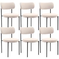 Kit 06 Cadeiras Estofadas Para Sala De Jantar Louise L02 Suede Bege - Lyam Decor - 1