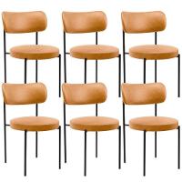 Kit 06 Cadeiras Estofadas Para Sala De Jantar Louise L02 Couríssimo Whisky - Lyam Decor - 1