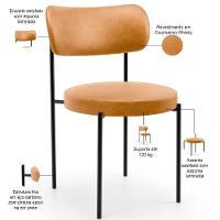 Kit 06 Cadeiras Estofadas Para Sala De Jantar Louise L02 Couríssimo Whisky - Lyam Decor - 5