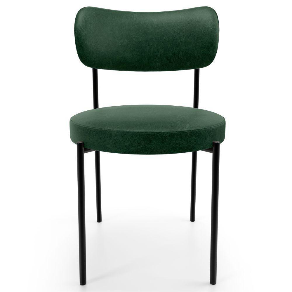 Kit 02 Cadeiras Estofadas Para Sala De Jantar Louise L02 Couríssimo Verde - Lyam Decor - 4