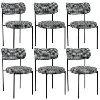 Kit 06 Cadeiras Estofadas Para Sala De Jantar Louise L02 Pied Poule - Lyam Decor - 1