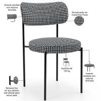 Kit 06 Cadeiras Estofadas Para Sala De Jantar Louise L02 Pied Poule - Lyam Decor - 6