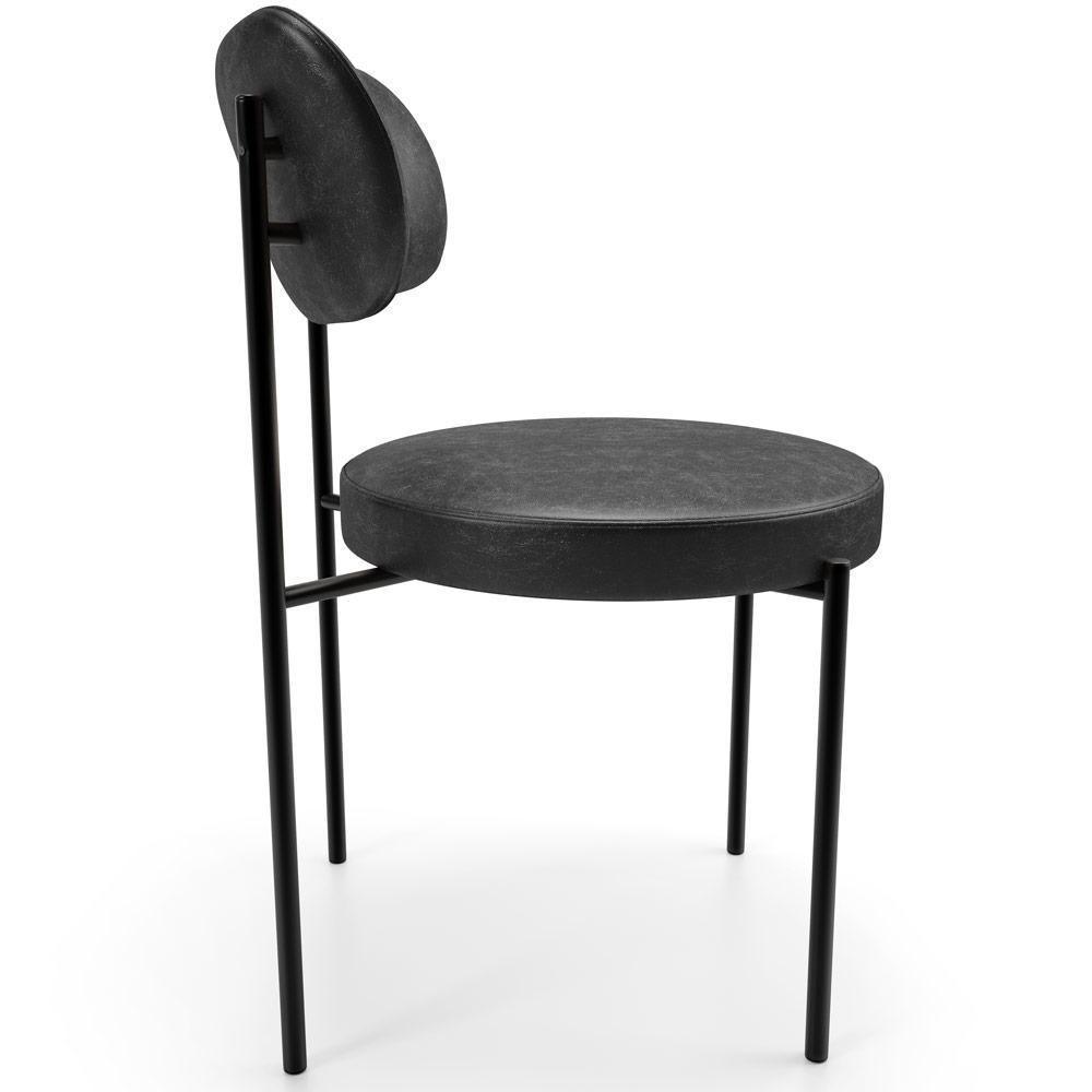 Kit 02 Cadeiras Estofadas Para Sala De Jantar Louise L02 Couríssimo Preto - Lyam Decor - 2