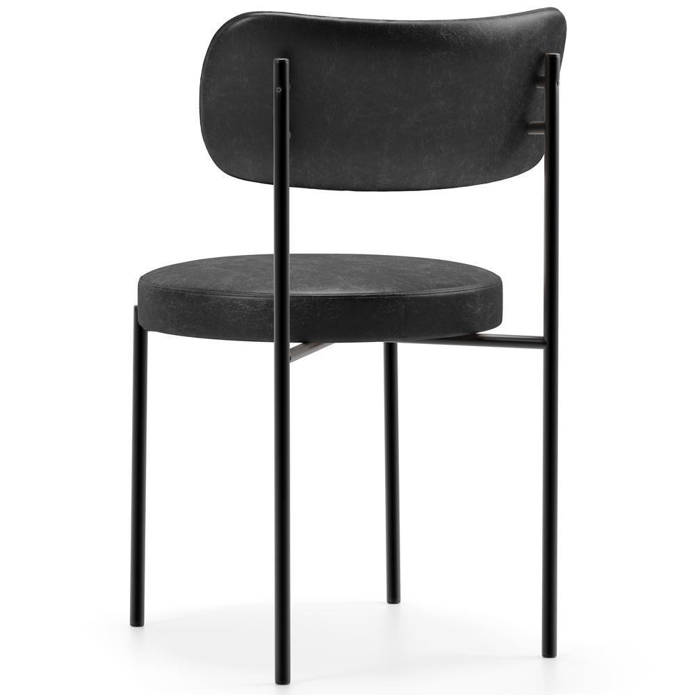 Kit 02 Cadeiras Estofadas Para Sala De Jantar Louise L02 Couríssimo Preto - Lyam Decor - 3