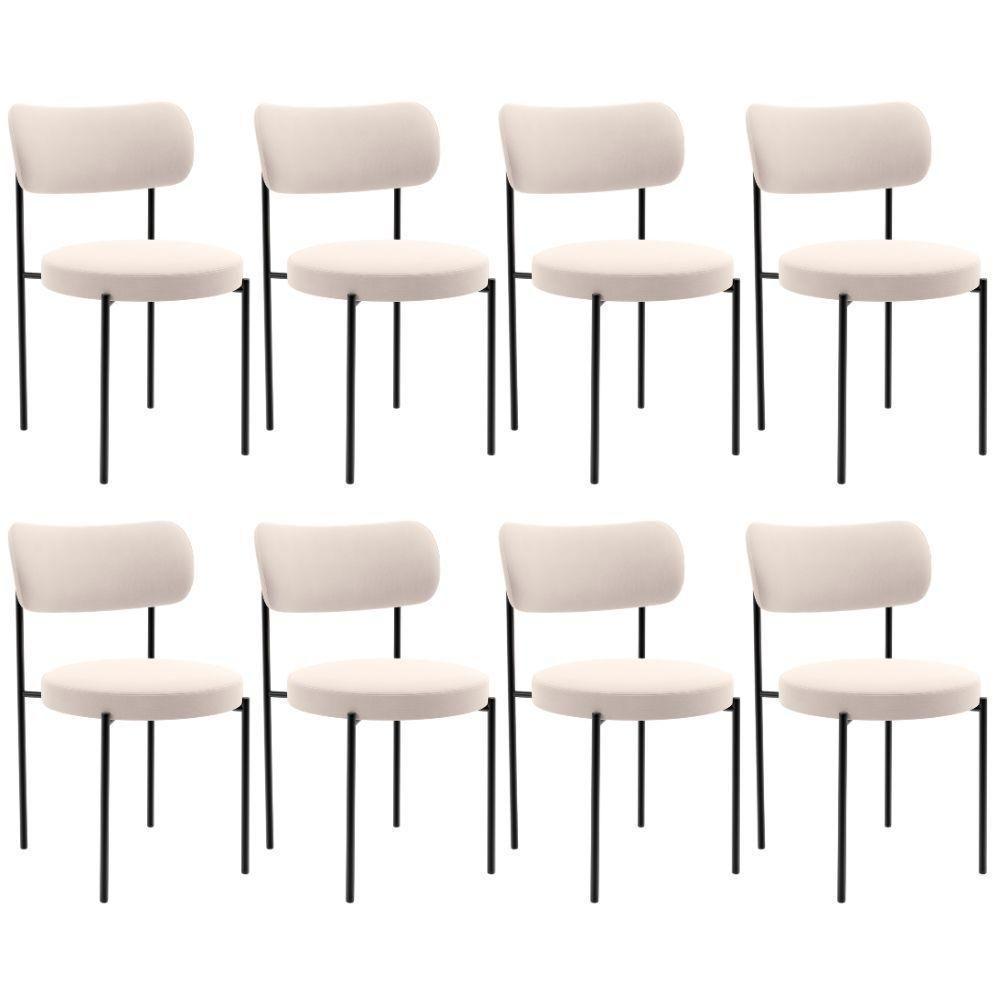 Kit 08 Cadeiras Estofadas Para Sala De Jantar Louise L02 Suede Bege - Lyam Decor - 1