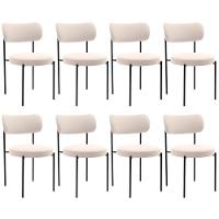 Kit 08 Cadeiras Estofadas Para Sala De Jantar Louise L02 Suede Bege - Lyam Decor - 1