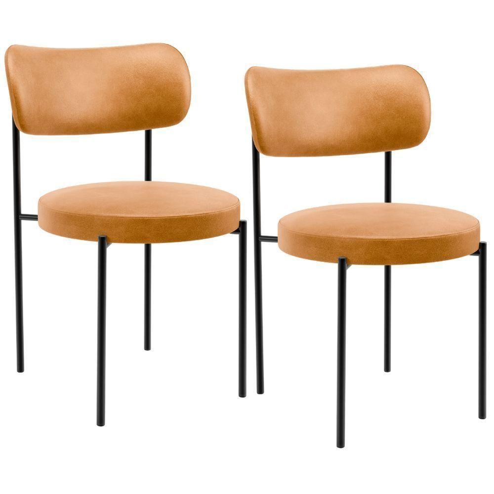 Kit 02 Cadeiras Estofadas Para Sala De Jantar Louise L02 Couríssimo Whisky - Lyam Decor - 1