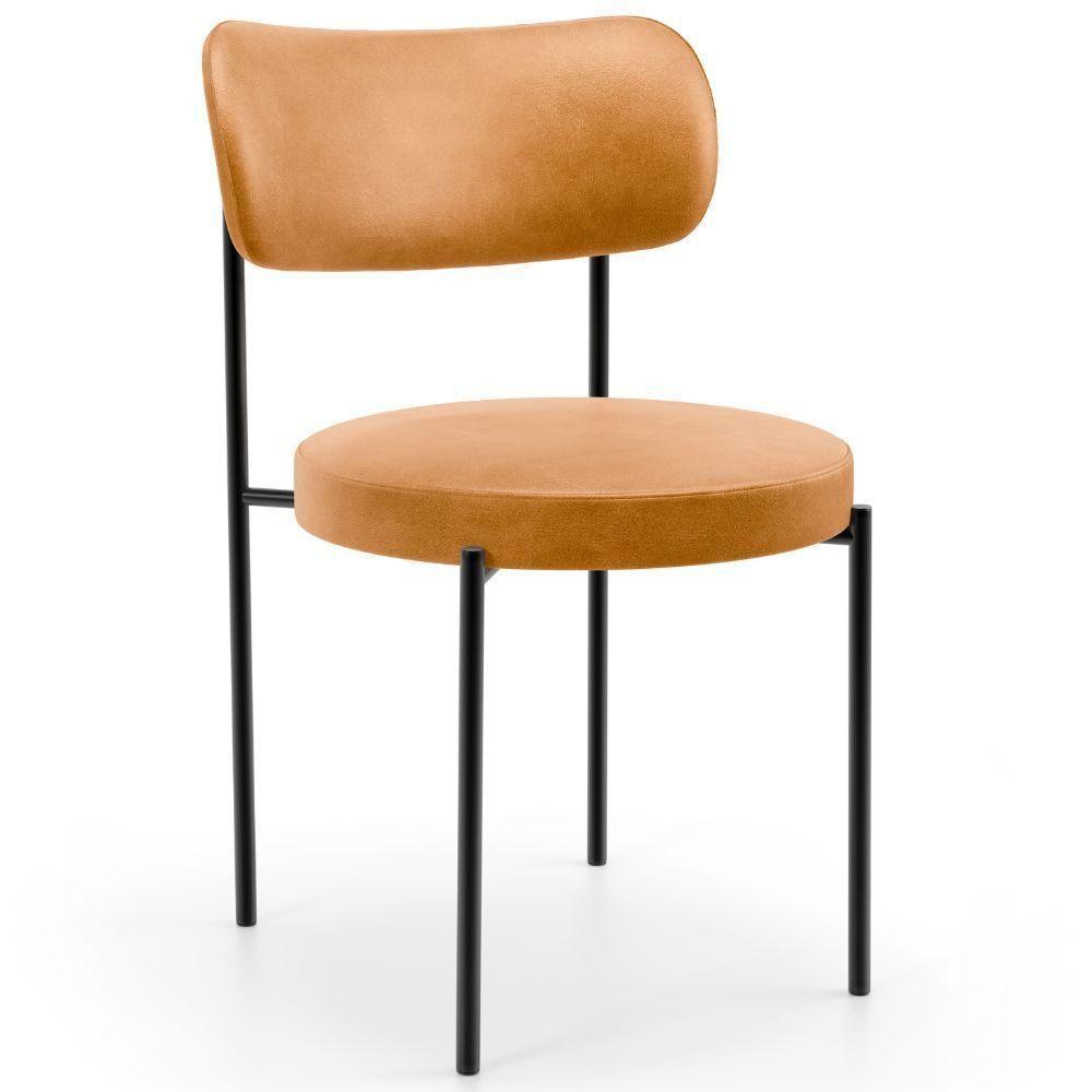 Kit 02 Cadeiras Estofadas Para Sala De Jantar Louise L02 Couríssimo Whisky - Lyam Decor - 6