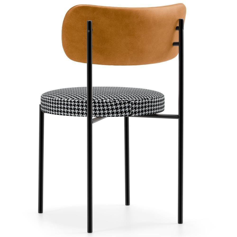 Kit 02 Cadeiras Estofadas Para Sala De Jantar Louise L02 Couríssimo Whisky Pied Poule - Lyam Decor - 8