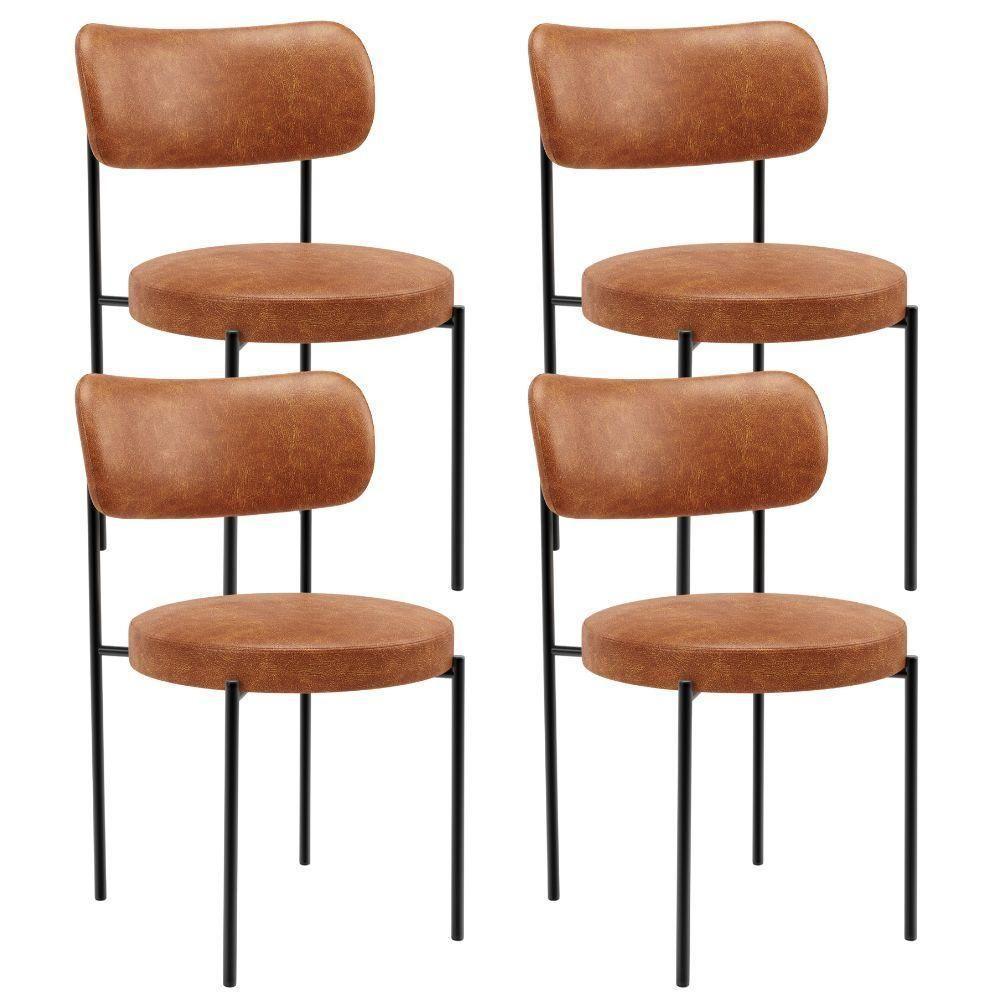 Kit 04 Cadeiras Estofadas Para Sala De Jantar Louise L02 Couríssimo Camel - Lyam Decor - 1