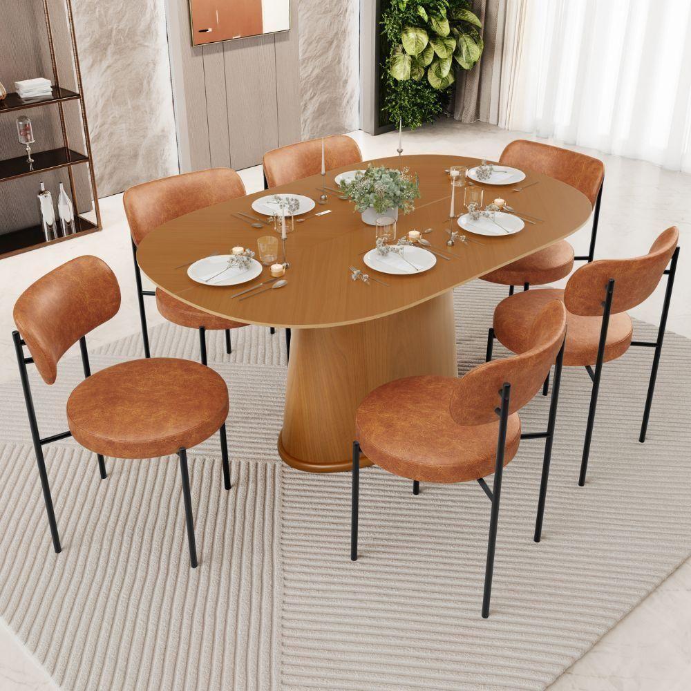 Kit 04 Cadeiras Estofadas Para Sala De Jantar Louise L02 Couríssimo Camel - Lyam Decor - 3