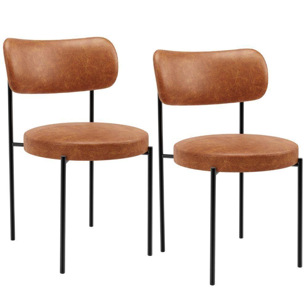 Kit 02 Cadeiras Estofadas Para Sala De Jantar Louise L02 Couríssimo Camel - Lyam Decor - 1