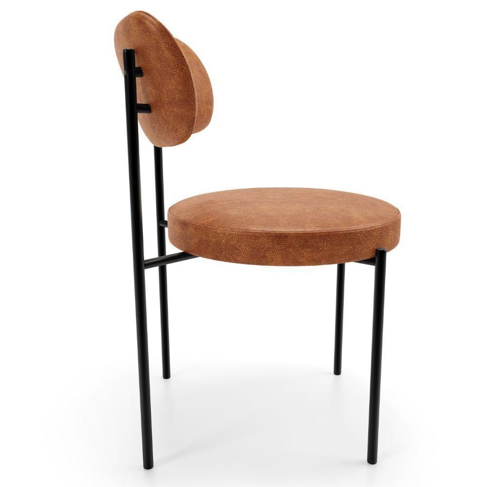 Kit 02 Cadeiras Estofadas Para Sala De Jantar Louise L02 Couríssimo Camel - Lyam Decor - 3