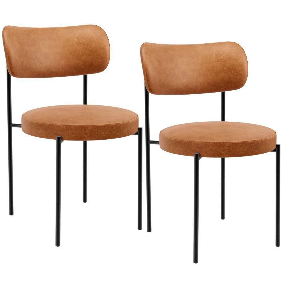 Kit 02 Cadeiras Estofadas Para Sala De Jantar Louise L02 Couríssimo Canela - Lyam Decor - 1