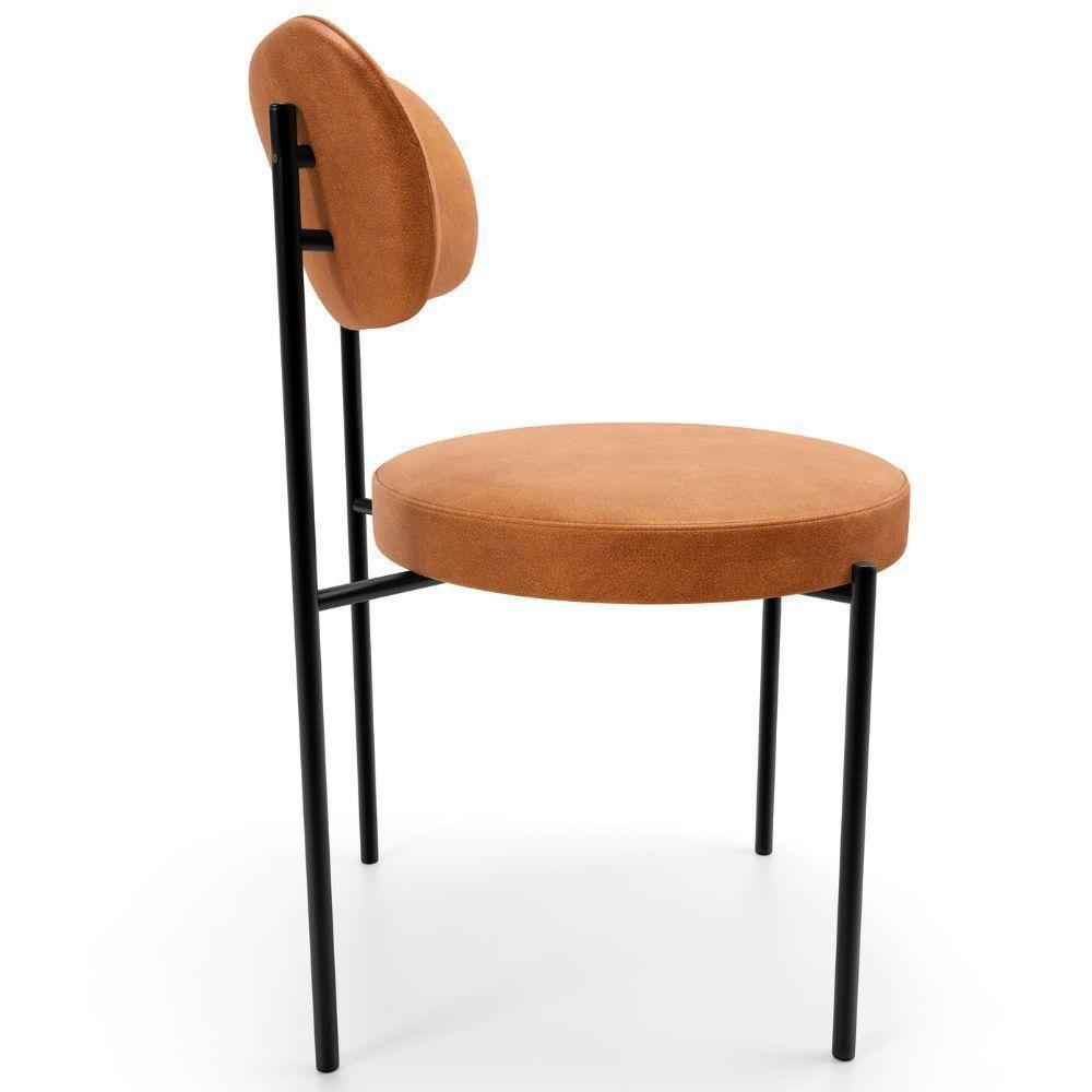 Kit 02 Cadeiras Estofadas Para Sala De Jantar Louise L02 Couríssimo Canela - Lyam Decor - 2