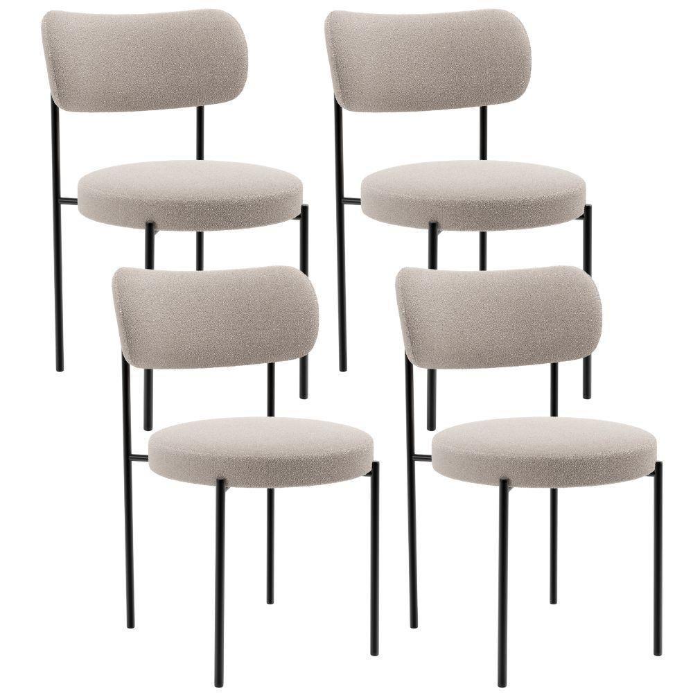 Kit 04 Cadeiras Estofadas Para Sala De Jantar Louise L02 Bouclê Creme - Lyam Decor - 1