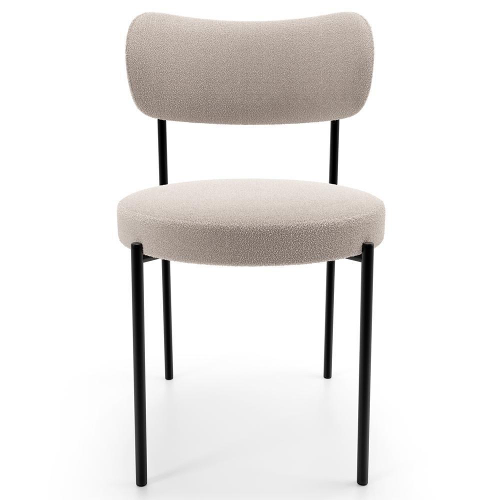 Kit 04 Cadeiras Estofadas Para Sala De Jantar Louise L02 Bouclê Creme - Lyam Decor - 3