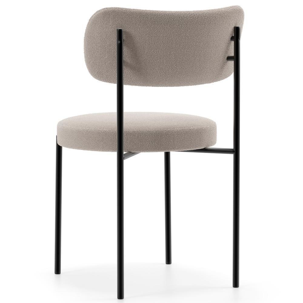 Kit 04 Cadeiras Estofadas Para Sala De Jantar Louise L02 Bouclê Creme - Lyam Decor - 5