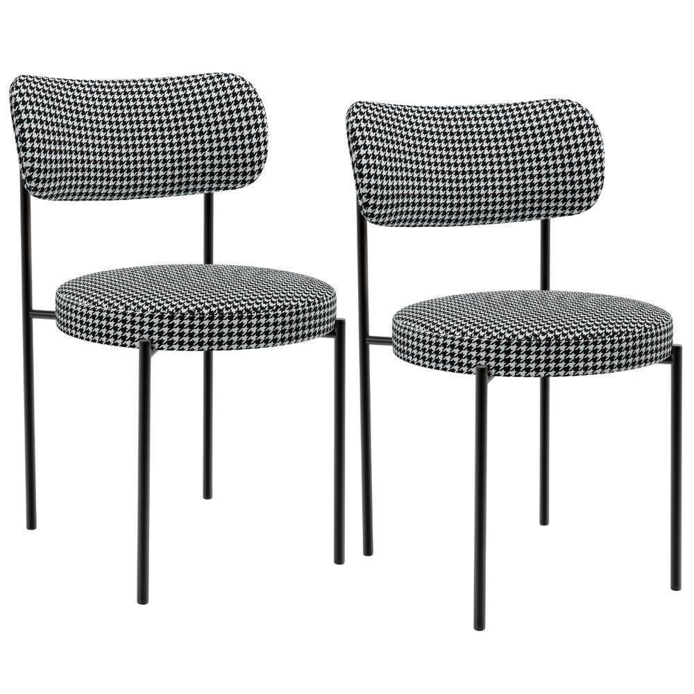 Kit 02 Cadeiras Estofadas Para Sala De Jantar Louise L02 Pied Poule - Lyam Decor - 1