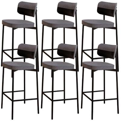 Kit 06 Banquetas Alta Kaira C01 Assento Courino Estrutura Aço Encosto Fixo Preto