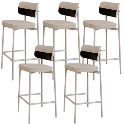 Kit 5 Banquetas Alta Kaira C01 Assento Courino Estrutura Aço com Encosto Fixo Preto