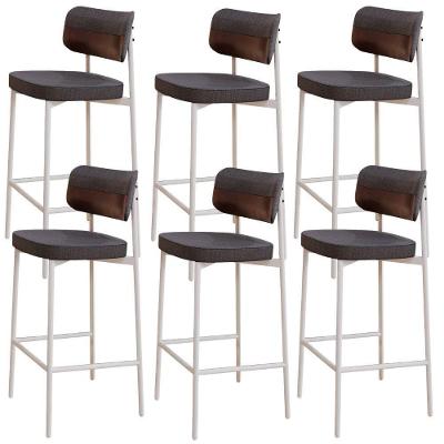 Kit 6 Banquetas Kaira C01 Assento Courino Base Aço com Encosto Fixo Café para Cozinha