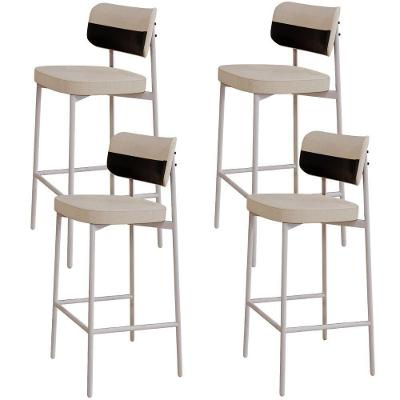 Kit 4 Banquetas Alta Kaira C01 Assento Courino Estrutura Aço com Encosto Preto Cozinha Bar