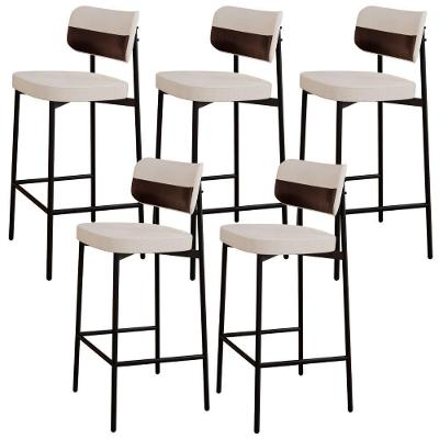 Kit 5 Banquetas Kaira C01 Assento Courino Estrutura Aço com Encosto Fixo Café Cozinha