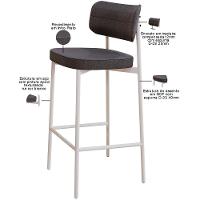 Kit 03 Banquetas Alta Bar Cozinha Sala De Jantar Aço Branco Kaira C01 Linho Preto - Lyam Decor - 5