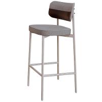 Kit 05 Banquetas Alta Bar Cozinha Sala De Jantar Aço Branco Kaira C01 Linho Cinza Courino Café - Lyam Decor - 7