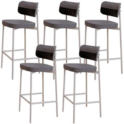 Kit 5 Banquetas Alta Kaira C01 Assento Courino Base Aço com Encosto Preto