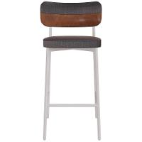 Kit 02 Banquetas Alta Bar Cozinha Sala De Jantar Aço Branco Kaira C01 Linho Preto Courino Whisky - Lyam Decor