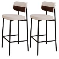 Kit 02 Banquetas Alta Bar Cozinha Sala De Jantar Aço Preto Kaira C01 Linho Palha Courino Whisky - Lyam Decor - 1