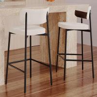 Kit 02 Banquetas Alta Bar Cozinha Sala De Jantar Aço Preto Kaira C01 Linho Palha Courino Whisky - Lyam Decor - 7