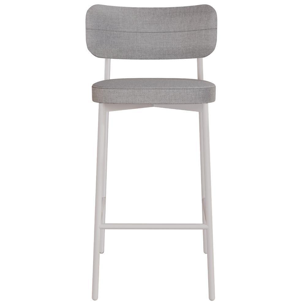 Kit 03 Banquetas Alta Bar Cozinha Sala De Jantar Aço Branco Kaira C01 Linho Cinza - Lyam Decor - 2