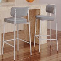 Kit 03 Banquetas Alta Bar Cozinha Sala De Jantar Aço Branco Kaira C01 Linho Cinza - Lyam Decor - 6