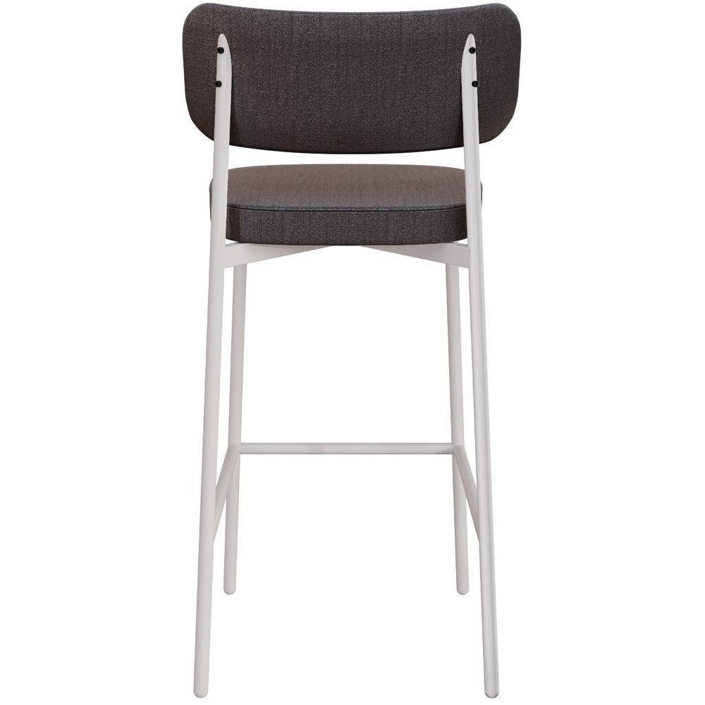 Kit 02 Banquetas Alta Bar Cozinha Sala De Jantar Aço Branco Kaira C01 Linho Preto - Lyam Decor - 2