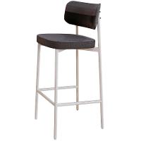 Kit 02 Banquetas Alta Bar Cozinha Sala De Jantar Aço Branco Kaira C01 Linho Preto Courino Preto - Lyam Decor - 3