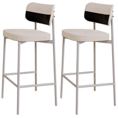 Kit 02 Banquetas Alta Kaira C01 Assento Courino Estrutura Aço com Encosto Preto