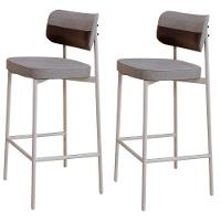 Kit 02 Banquetas Alta Bar Cozinha Sala De Jantar Aço Branco Kaira C01 Linho Cinza Courino Café - Lyam Decor - 1