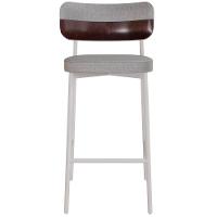 Kit 02 Banquetas Alta Bar Cozinha Sala De Jantar Aço Branco Kaira C01 Linho Cinza Courino Café - Lyam Decor - 2